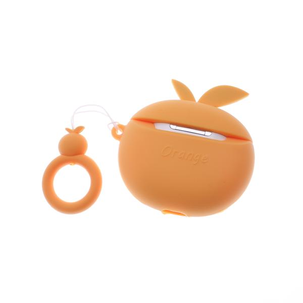 3D Design Orange Air Pods Silicone Case